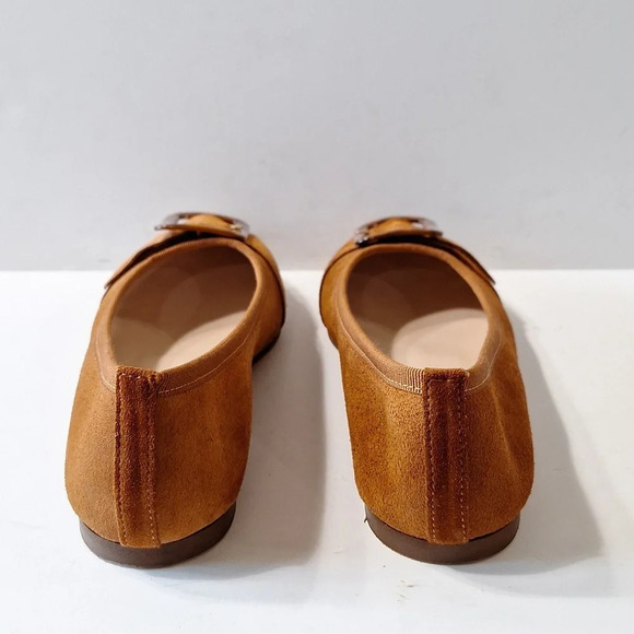Le Matin Brown Suede Leather Preppy Almond Toe Office Slip On Flats Size 38 - Picture 6 of 11